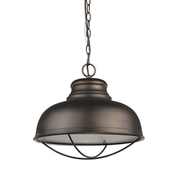Homeroots Ansen 1-light Oil-rubbed Bronze Pendant With Gloss White Interior Shade   398101
