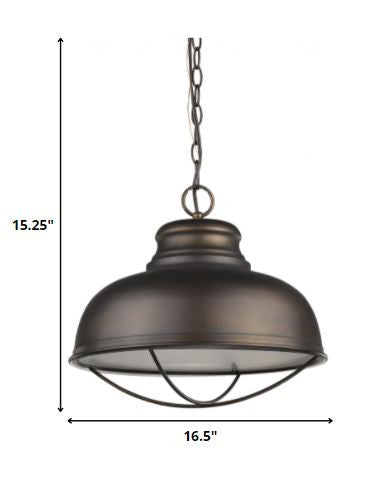 Homeroots Ansen 1-light Oil-rubbed Bronze Pendant With Gloss White Interior Shade   398101