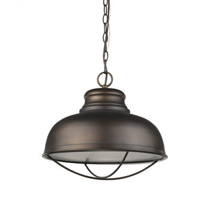 Homeroots Ansen 1-light Oil-rubbed Bronze Pendant With Gloss White Interior Shade   398101
