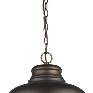Homeroots Ansen 1-light Oil-rubbed Bronze Pendant With Gloss White Interior Shade   398101