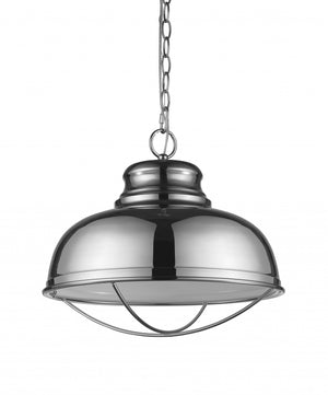 Homeroots Ansen 1-light Polished Nickel Pendant With Gloss White Interior Shade   398102