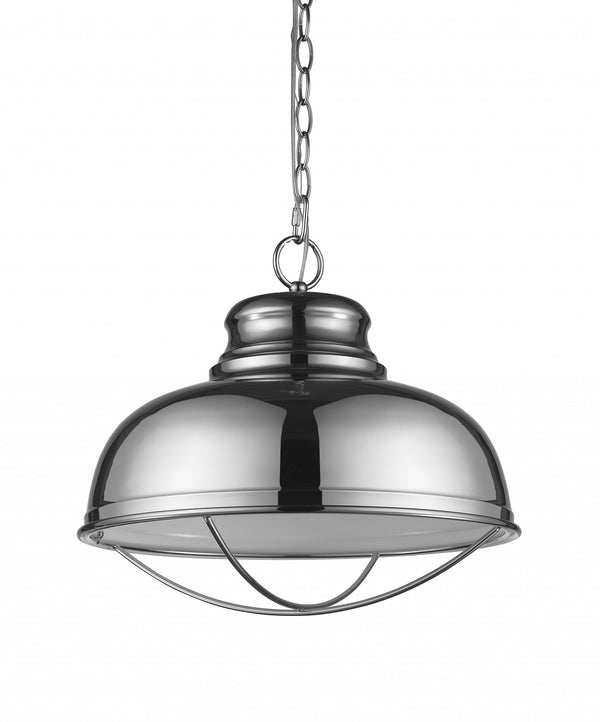 Homeroots Ansen 1-light Polished Nickel Pendant With Gloss White Interior Shade   398102
