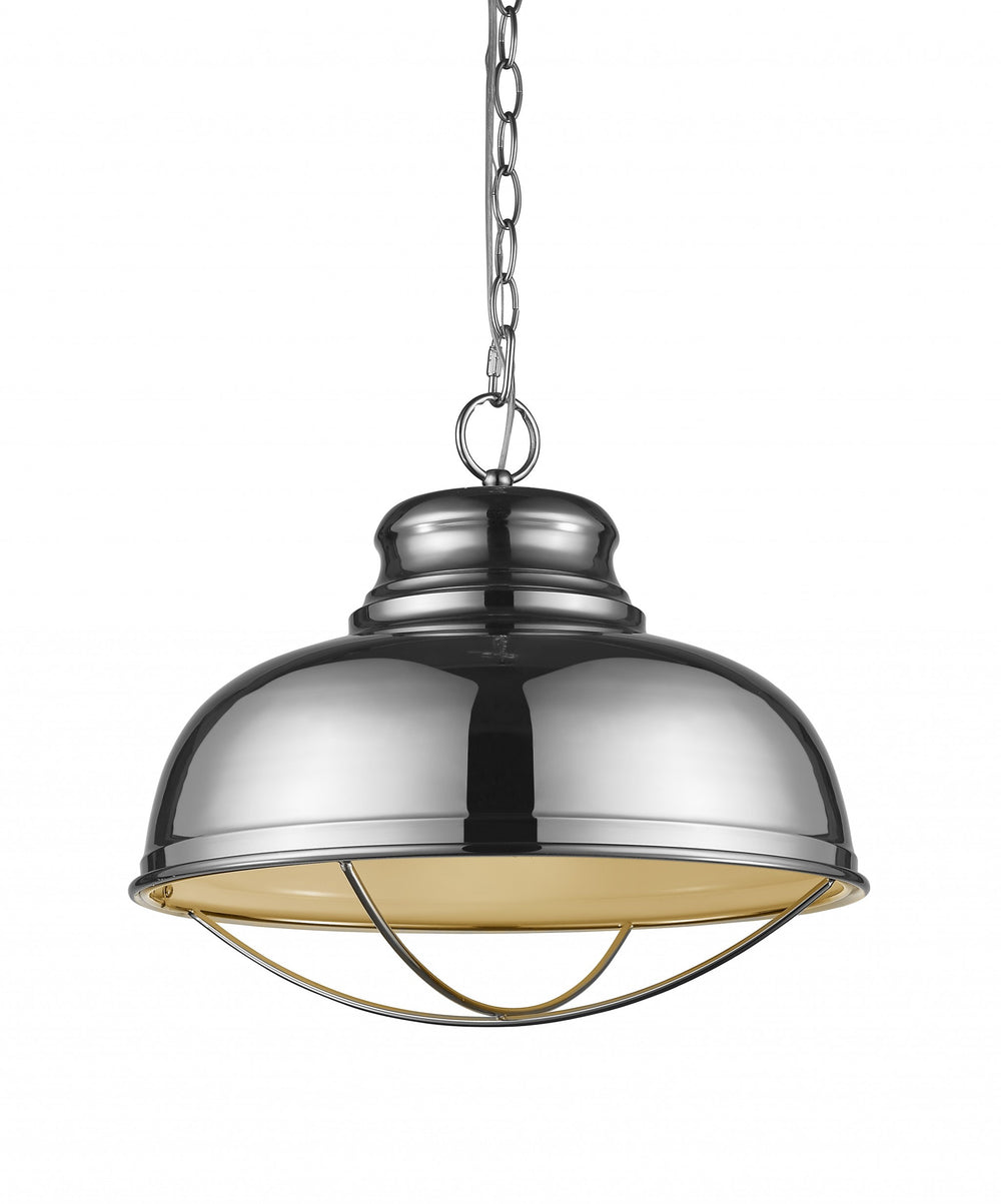 Homeroots Ansen 1-light Polished Nickel Pendant With Gloss White Interior Shade   398102