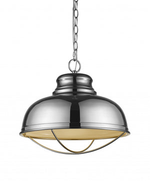 Homeroots Ansen 1-light Polished Nickel Pendant With Gloss White Interior Shade   398102