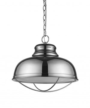 Homeroots Ansen 1-light Polished Nickel Pendant With Gloss White Interior Shade   398102