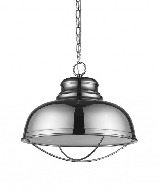 Homeroots Ansen 1-light Polished Nickel Pendant With Gloss White Interior Shade   398102