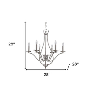 Homeroots Nickel Candle Style Six Light Metal Dimmable Chandelier   398104