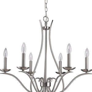 Homeroots Nickel Candle Style Six Light Metal Dimmable Chandelier   398104