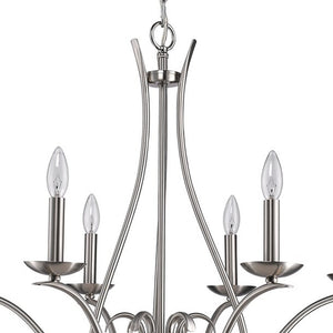 Homeroots Nickel Candle Style Six Light Metal Dimmable Chandelier   398104