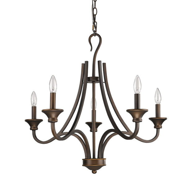 Homeroots Bronze Candle Style Five Light Metal Dimmable Chandelier   398105