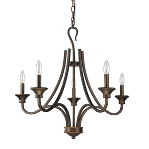 Homeroots Bronze Candle Style Five Light Metal Dimmable Chandelier   398105