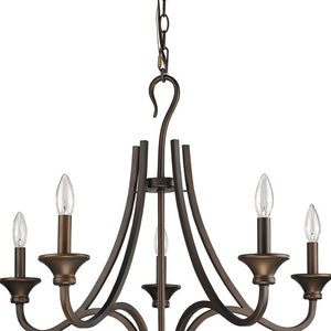 Homeroots Bronze Candle Style Five Light Metal Dimmable Chandelier   398105