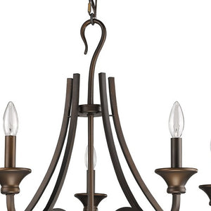 Homeroots Bronze Candle Style Five Light Metal Dimmable Chandelier   398105