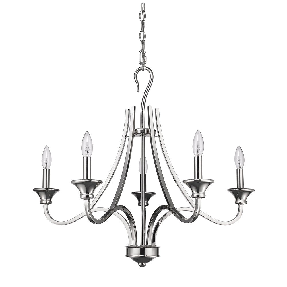 Homeroots Nickel Candle Style Five Light Metal Dimmable Chandelier   398106