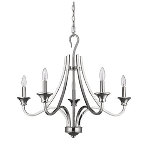 Homeroots Nickel Candle Style Five Light Metal Dimmable Chandelier   398106