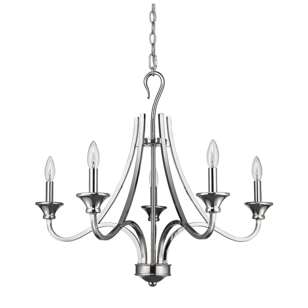 Homeroots Nickel Candle Style Five Light Metal Dimmable Chandelier   398106