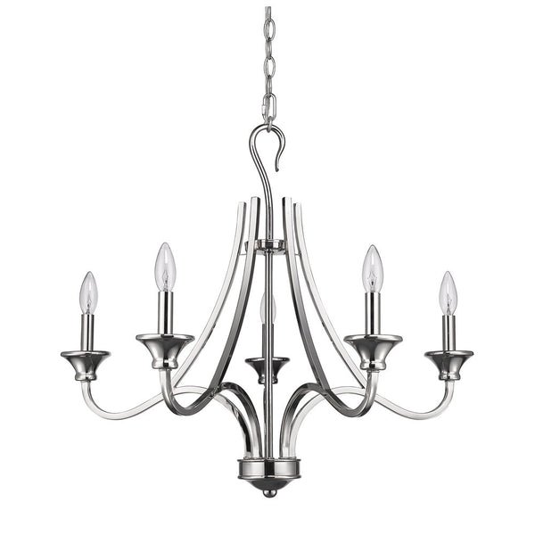 Homeroots Nickel Candle Style Five Light Metal Dimmable Chandelier   398106