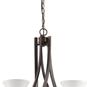 Homeroots Bronze Candle Style Five Light Frosted Metal Dimmable Chandelier With White Shades   398108