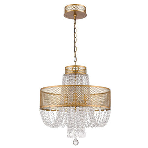 Homeroots Gold Four Light Metal And Crystals Dimmable Chandelier With Shades   398109