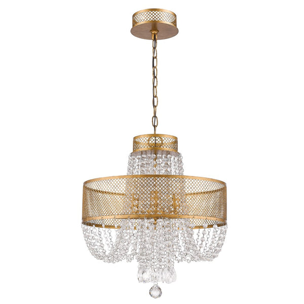 Homeroots Gold Four Light Metal And Crystals Dimmable Chandelier With Shades   398109