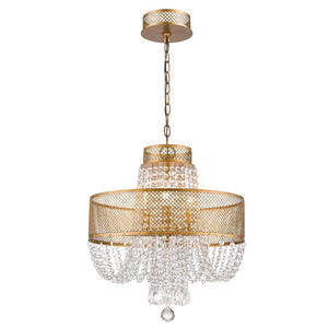 Homeroots Gold Four Light Metal And Crystals Dimmable Chandelier With Shades   398109