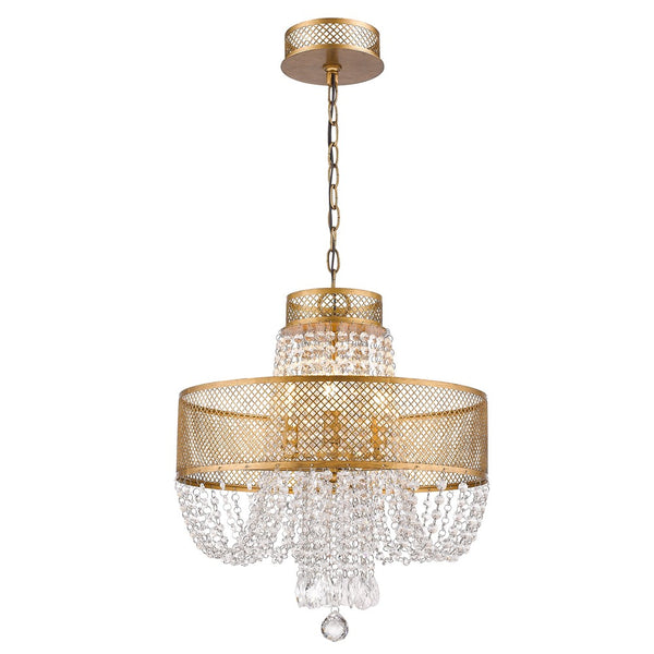 Homeroots Gold Four Light Metal And Crystals Dimmable Chandelier With Shades   398109