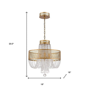 Homeroots Gold Four Light Metal And Crystals Dimmable Chandelier With Shades   398109