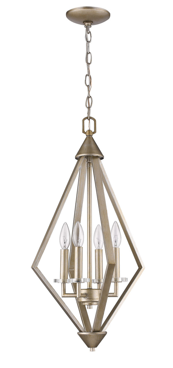 Homeroots Easton 4-light Washed Gold Pendant With Crystal Bobeches   398111