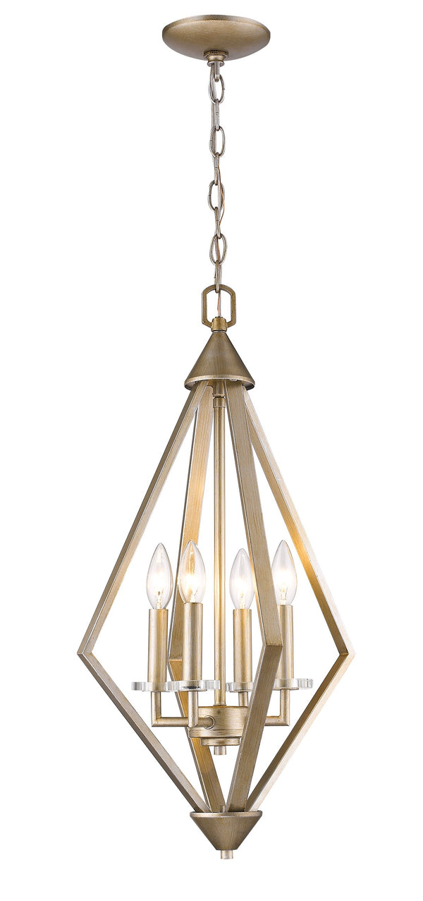 Homeroots Easton 4-light Washed Gold Pendant With Crystal Bobeches   398111