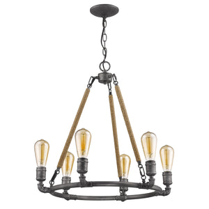 Homeroots Brown And Black Candle Style Six Light Metal Dimmable Chandelier   398113
