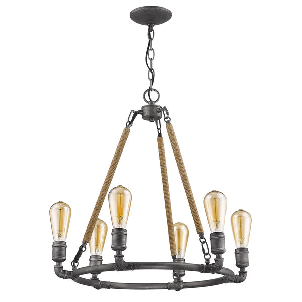 Homeroots Brown And Black Candle Style Six Light Metal Dimmable Chandelier   398113