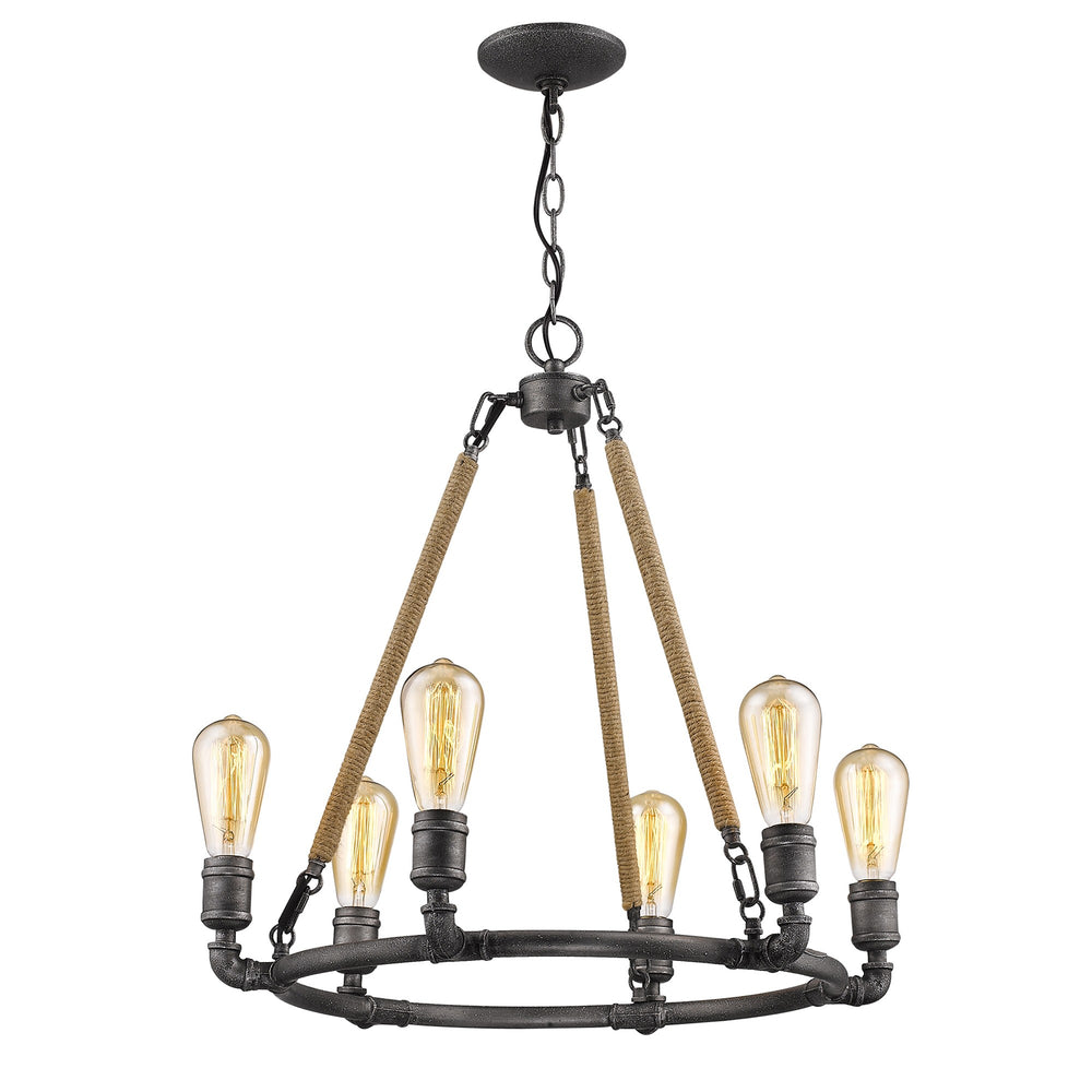 Homeroots Brown And Black Candle Style Six Light Metal Dimmable Chandelier   398113
