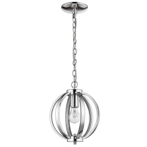 Homeroots Nevaeh 1-light Chrome Globe Pendant With Crystal Accents   398116