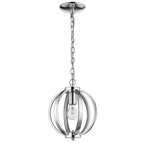 Homeroots Nevaeh 1-light Chrome Globe Pendant With Crystal Accents   398116