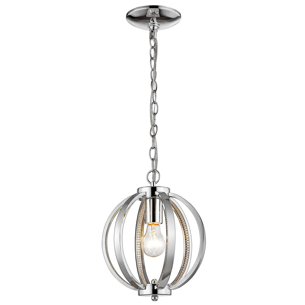 Homeroots Nevaeh 1-light Chrome Globe Pendant With Crystal Accents   398116