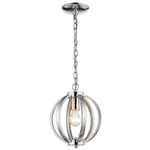 Homeroots Nevaeh 1-light Chrome Globe Pendant With Crystal Accents   398116