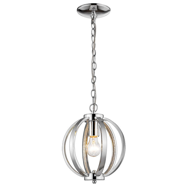 Homeroots Nevaeh 1-light Chrome Globe Pendant With Crystal Accents   398116