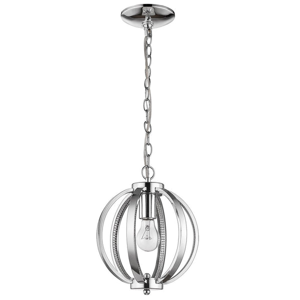 Homeroots Nevaeh 1-light Chrome Globe Pendant With Crystal Accents   398116