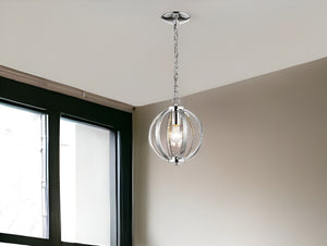 Homeroots Nevaeh 1-light Chrome Globe Pendant With Crystal Accents   398116