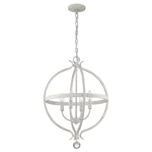 HomeRoots Callie 4-Light Rustic Elegance Pendant Chandelier with Crystal Accents for Cottage-Style Homes 398119