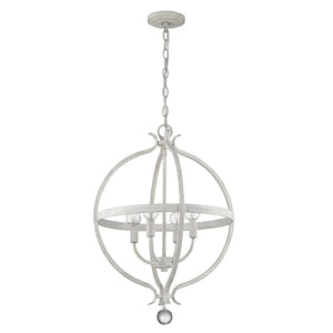 HomeRoots Callie 4-Light Rustic Elegance Pendant Chandelier with Crystal Accents for Cottage-Style Homes 398119