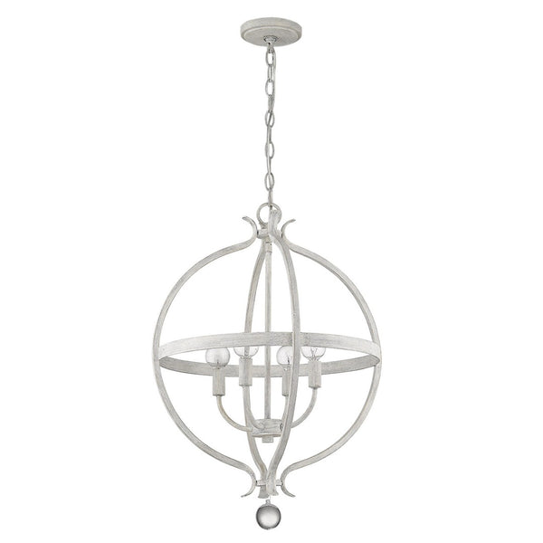 HomeRoots Callie 4-Light Rustic Elegance Pendant Chandelier with Crystal Accents for Cottage-Style Homes 398119