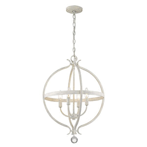 HomeRoots Callie 4-Light Rustic Elegance Pendant Chandelier with Crystal Accents for Cottage-Style Homes 398119
