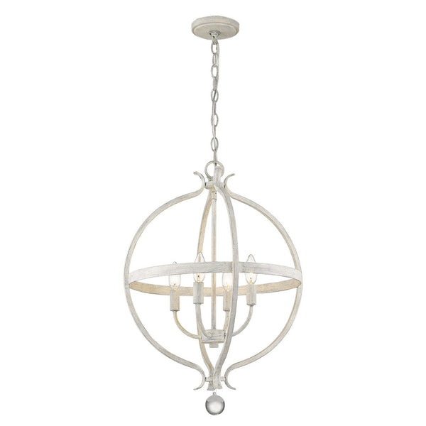 HomeRoots Callie 4-Light Rustic Elegance Pendant Chandelier with Crystal Accents for Cottage-Style Homes 398119
