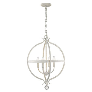 HomeRoots Callie 4-Light Rustic Elegance Pendant Chandelier with Crystal Accents for Cottage-Style Homes 398119