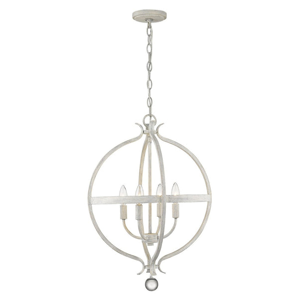 HomeRoots Callie 4-Light Rustic Elegance Pendant Chandelier with Crystal Accents for Cottage-Style Homes 398119