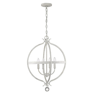 HomeRoots Callie 4-Light Rustic Elegance Pendant Chandelier with Crystal Accents for Cottage-Style Homes 398119