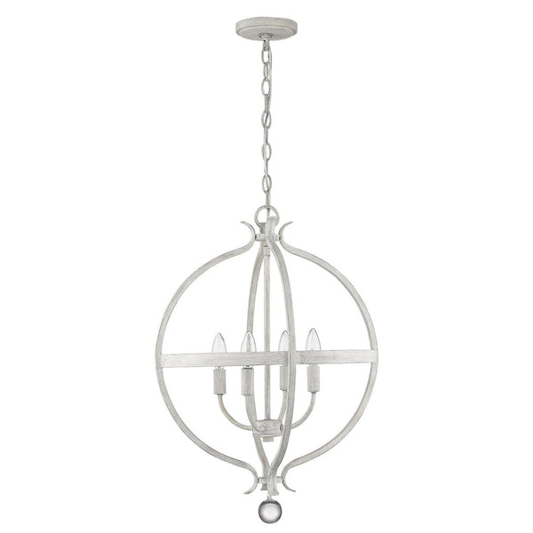 HomeRoots Callie 4-Light Rustic Elegance Pendant Chandelier with Crystal Accents for Cottage-Style Homes 398119