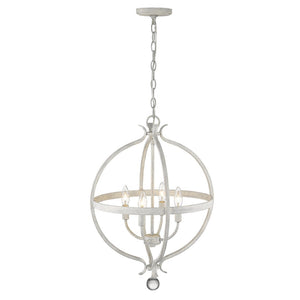 HomeRoots Callie 4-Light Rustic Elegance Pendant Chandelier with Crystal Accents for Cottage-Style Homes 398119