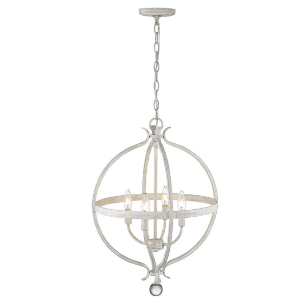 HomeRoots Callie 4-Light Rustic Elegance Pendant Chandelier with Crystal Accents for Cottage-Style Homes 398119